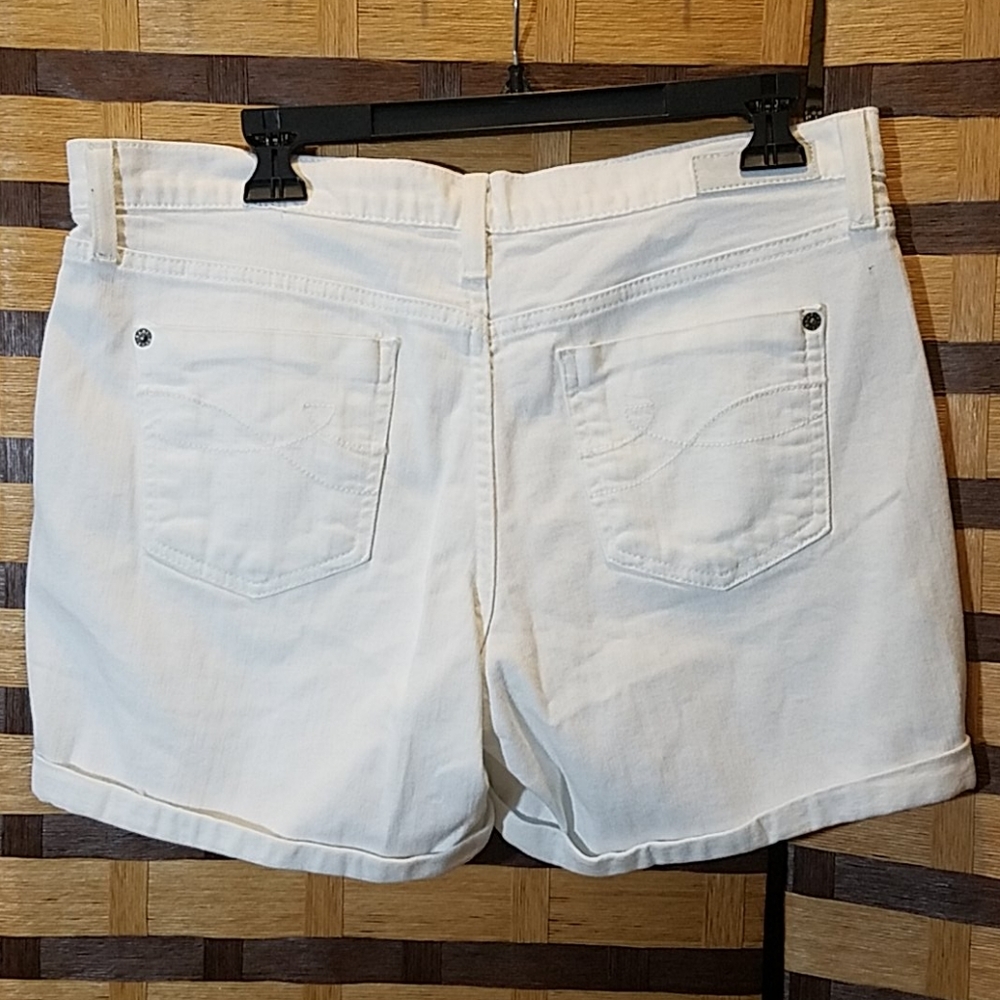 DKNY white cuffed jean shorts